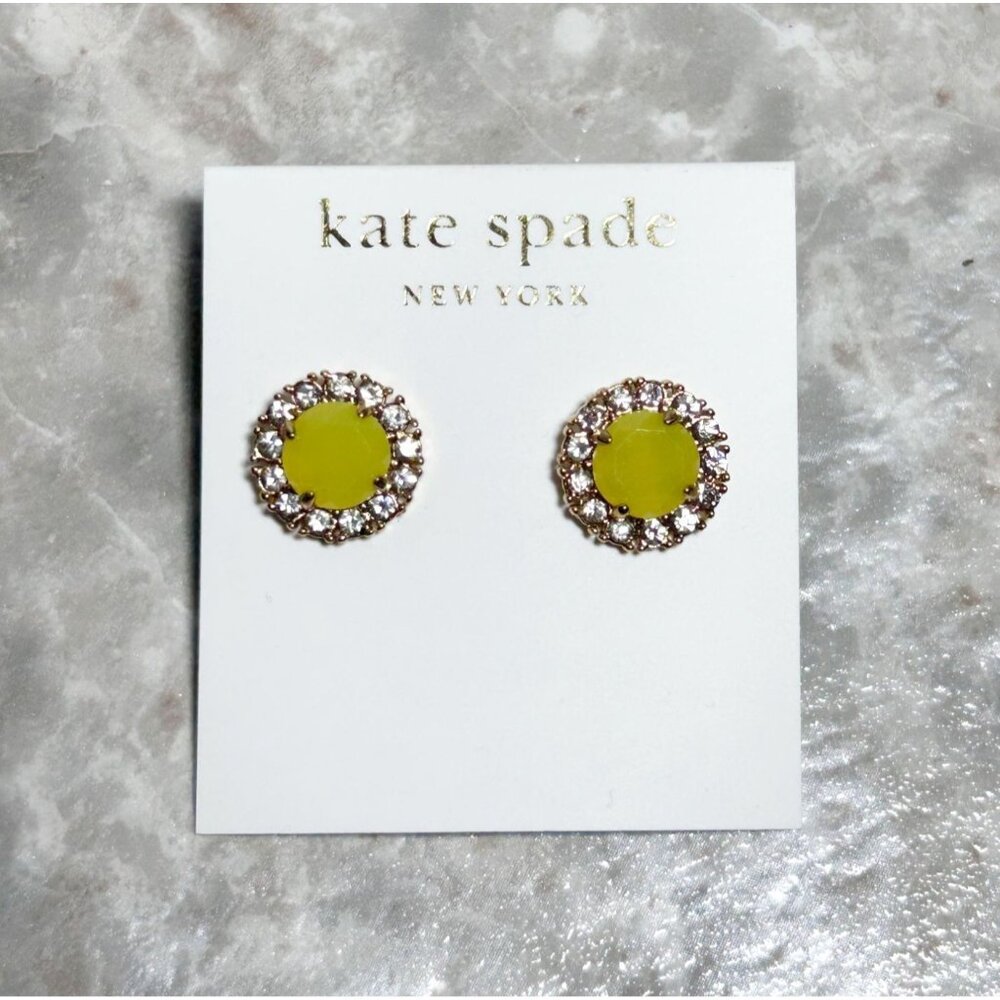 Kate Spade Secret Garden Pavé Stud Earrings in Yellow - NWT